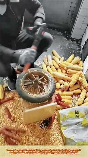 Efficiently Skilled Worker Shelling Corn Kernels #workprocess #efficiency