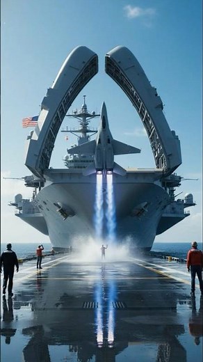 Futuristic Aircraft Carrier with Vertical Jet Launch System! [CGI] #viral #military #shorts