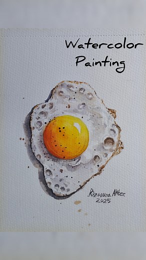 179K views · 2.3K reactions | Fried egg with black pepper Watercolor on paper #watercolor #watercolorfood #painting | Colorful Creations Gallery | Facebook