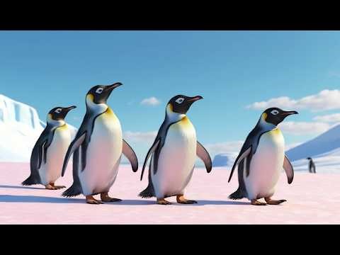 Five Little Penguins Waddle Waddle Waddle | Winter Animal Song & Counting Rhyme