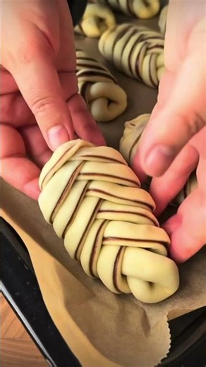 Cream Chocolate Braided Buns🍫 #short #bread #bun #baking #viral #sweet #recipe