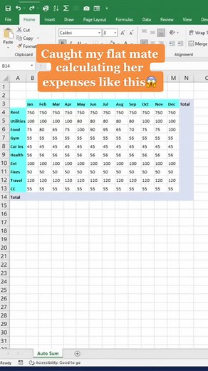 Calculating my expenses in 2 steps! #microsoftexcel #exceltips #tutorial #spreadsheet #corporate #finance #HR #accounting #administration #excel