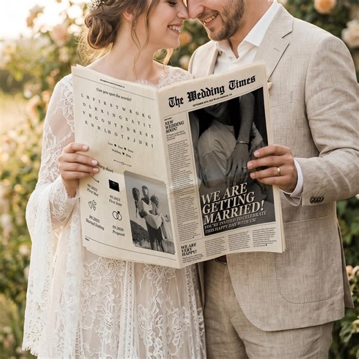 Wedding Newspaper Program Template Editable Canva, Printable Wedding Program Newspaper, Vintage Wedding Day Newsletter Invitation - Etsy