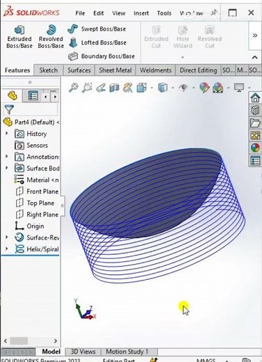 Use intersection curve in solid work using spiral #solidworks#righttech#3dmodeling#righttech_design