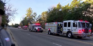 At the scene of house fire in Augusta Road in Aiken County