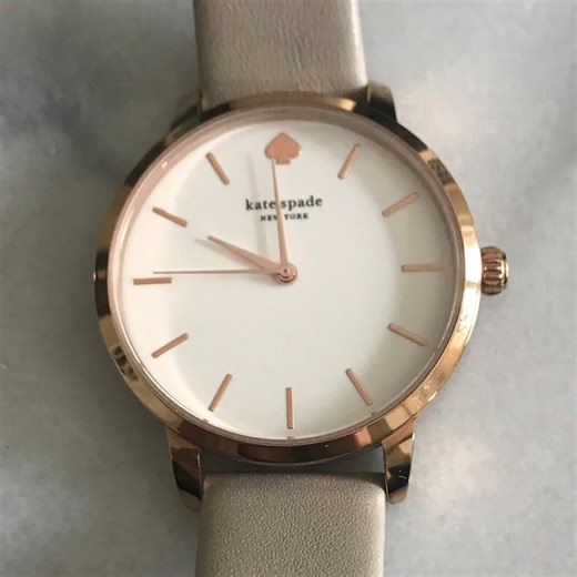 Kate Spade Metro Watch, Grey Leather Strap, Rose Gold Plated - Etsy