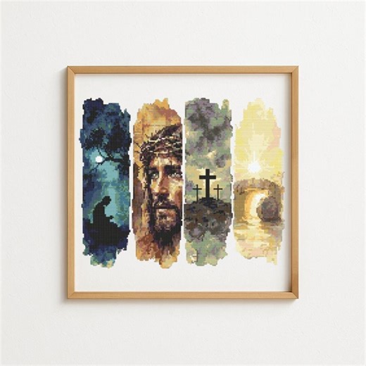 Christian Cross Stitch Bookmark Pattern – Jesus Christ, Resurrection, Cross & Empty Tomb, Religious Embroidery PDF - Etsy