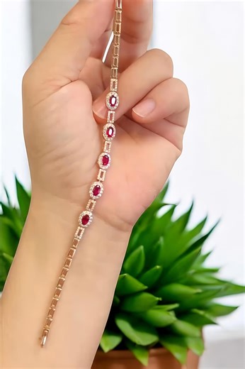 Minimalist Ruby Stone Bracelet, Gold Plated Oval Gem Bracelet, Chic & Classy Jewelry for Girls - Etsy