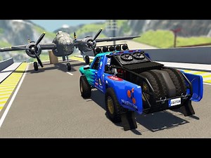 WWII Plane in Ramp | Satisfying car jump arena | BeamNG.drive