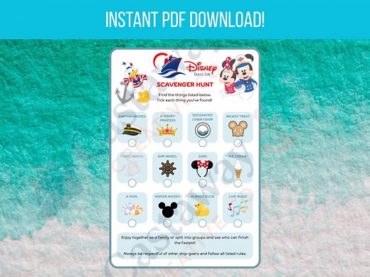 Disney Cruise Line Scavenger Hunt – Printable Family Cruise Activity – Fish Extender Gifts – Fun Vacation Game for Kids & Adults - Etsy