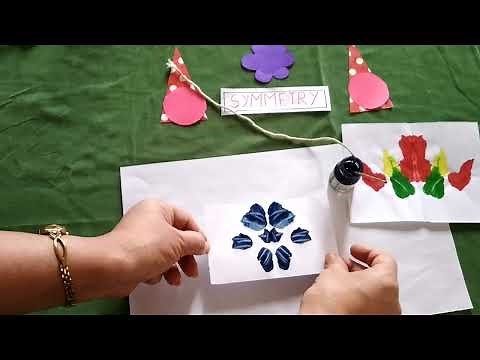 Activity guide for teachers for symmetrical figures using ink blot, string pattern, paper folding.