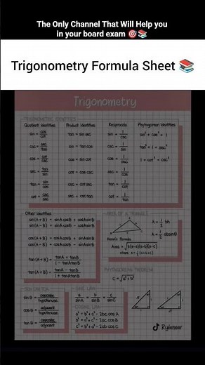 📘 Trigonometry Formula Sheet 2026 ! ✨ 🚀Perfect for Class 10 |Class 12 | Boards | JEE | NEET💯📌