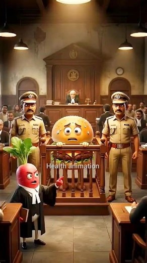 “कटघरे में बर्गर 🍔⚖️ | स्वाद के नाम पर सेहत का अपराध | Health Court Animation #viral #ai #shorts
