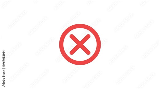 Bold red circular graphic with an 'X' mark, signifying error, invalid action, cancellation, or rejection, a common and essential warning symbol for user interfaces