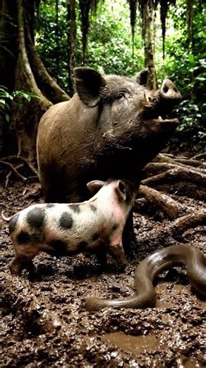 snake attacks piglet #shorts #viralshorts #snake #snakeai