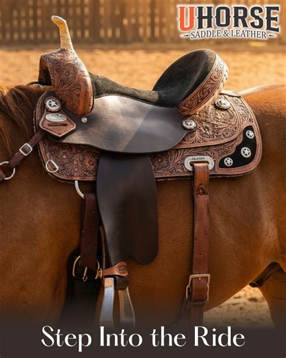 Experience the legacy of superior tack with a Western saddle that embodies genuine American quality. Observe the stunning contrast between the deep, rich chestnut color of the leather and the dark, textured grain of the seat and fenders. Every inch is adorned with elaborate hand-tooled patterns, showcasing exceptional craftsmanship and giving the saddle an unmatched texture and character. This saddle is engineered for purpose, providing maximum comfort and durability for the long rides of ranch 