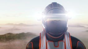 Astronaut Walk on Alien Planet. Martian on Mars. Sci -fi Concept. Realistic 4k Animation. Stock Footage - Video of human, furnished: 83149052