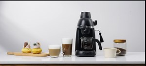 Espresso Machine with Milk Frother, 1-4 Cup Mini Expresso Coffee Maker for Home, Latte Cappuccino Includes Carafe, Black, No Apply to Use Ground and Any Fine