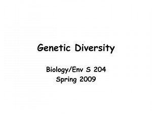 Genetic Diversity - SlideServe