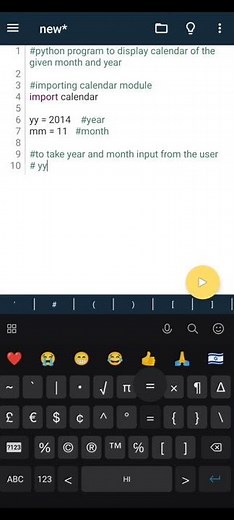Python program to display calendar of the given month and year #python #pythontutorial #pythoncode