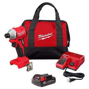 Milwaukee M18 18-Volt Lithium-Ion Compact Brushless Cordless 1/4 in. Impact Driver Kit with One 2.0 Ah Battery, Charger & Tool Bag 3650-21P