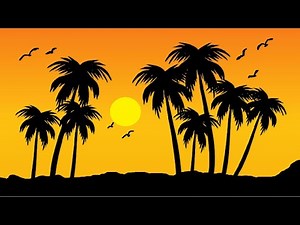 MS paint drawing tutorial easy step by step | How to draw on computer | Beautiful sunset scenery