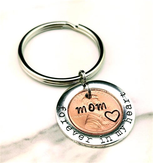 Personalized Penny Keychain: Memorial Gift, Custom Initial & Year - Etsy