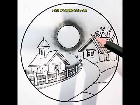 Village Spring Season scenery || How to draw village spring scenery drawing