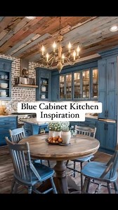 17K views · 153 reactions | Blue Cabinet Kitchen Inspiration  Enjoy! (Photos from Pinterest) #kitchendecor #kitchencabinets #kitchencabinetpainting #bluekitchen #kitchen #kitchendesign #kitchenrenovation #kitcheninspo | Beth's Country Primitive Home Decor | Facebook