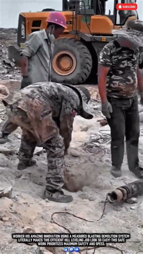 Worker Construction Innovation Makes Hill Blasting Job Easy Work with Precision Safety Design