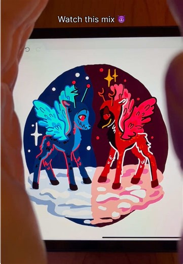 Mix reveal 🫠 App: Drawly #drawly #artchallenge #colormixing #hazbinhotel #drawwithme