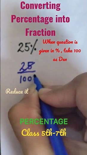 Converting Percentage into Fraction|Percentage|Class 5th-7th|Maths