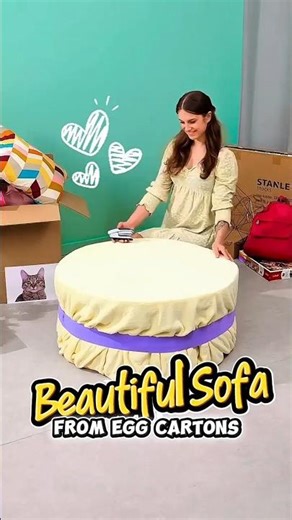 DIY Beautiful Sofa from Egg Cartons | Easy Cardboard Furniture Idea #Shorts #diy #handcraft