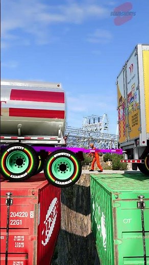 Truck Tow Trailers vs Containers | BeamNG Drive 🚚 #short #beamng #beamngdrive #trucksvs