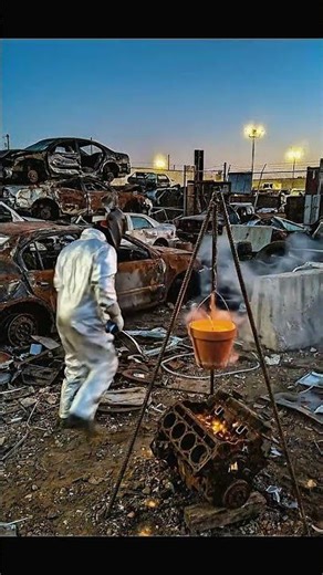 Making V8 engine melt with iron powder (Thermite test) 🏭🔥