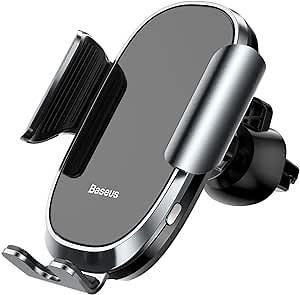 Baseus Car Phone Mount, Universal Intelligent Gravity Sensing 360°Rotation Cell Phone Holder for Car Air Vent Compatible with iPhone Xs Max R X 8 7 Galaxy S9 and Other Phone 4.7-6.5 in (Silver)