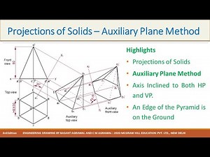 11.59 Projections of Solids | Pyramid | Auxiliary Plane Method | Animation