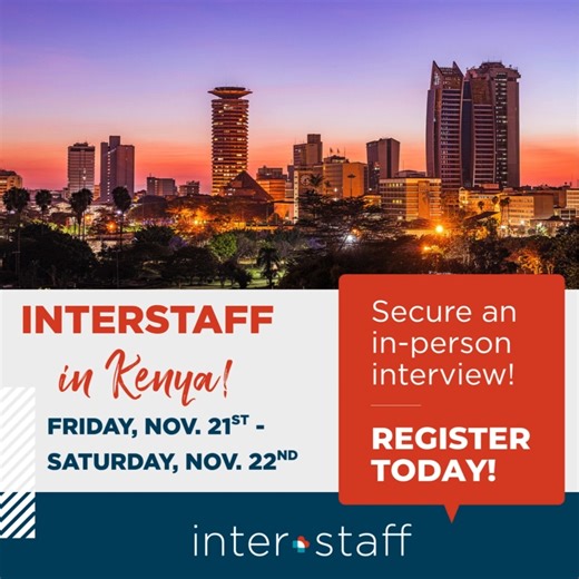 ✨🎉 10 DAYS AWAY! Are you a Registered Nurse in Kenya interested in starting your nursing career in the United States? Our team invites you to our in-person recruiting event in Nairobi, Kenya. **Kenya In-Person Recruiting Event details:** Friday, November 21st from 9 am - 6 pm Saturday, November 22nd from 9 am - 12 pm at Jacaranda Hotel, Woodvale Close Off Waiyaki Way, Westlands, Nairobi 00800, Kenya Qualified Candidates must: - Be a licensed Registered Nurse with a nursing diploma or BSN - Work