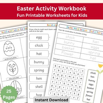 Easter Activity Workbook | 25 Printable Pages for EYFS & KS1 | Fun Worksheets