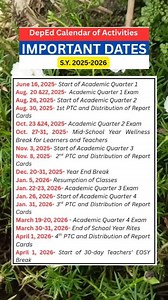 DepEd Order No. 12, s. 2025 Mark your Calendar for the Important Dates for Students, Learners, and Teachers #PeriodicalTest #midyearbreak | Mommy Jen