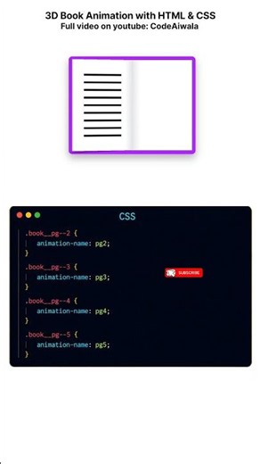 #video #tech #css CSS Book Flip Animation in 30 Seconds! #ui #youtubeshorts #webdesign #developer