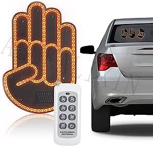 2024 Upgrade Car Finger LED Lights,Gesture Sign Wacky Funny Multi-Functional Warning Lights Car Back Window,Windscreen Decorative Remote Controlled,4-Light Modes