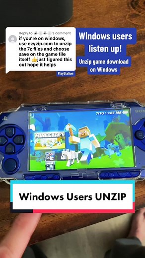 Replying to @🕷️🕸️🕷️🕸️ If you are a windows user and you’re trying to move iso files to the iso folder you generated on your PSP, you must unzip the game download folder first to find the iso file. To do this on windows go to ezyzip.com to successfully unzip game folder to find the iso file. #sonypsp #psp #hackedpsp #portableplaystation #playstationportable #newpsp #pspgame #pspgames #fyp #psp2000 #pspstreet #psp1000 #windows