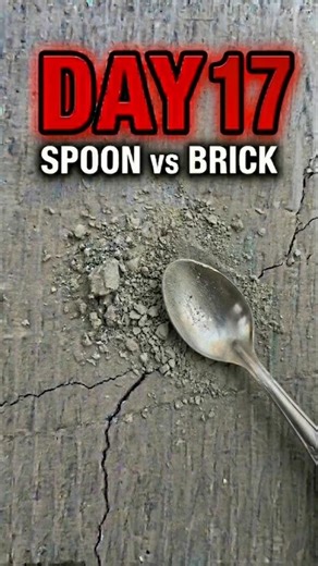 Breaking a brick with a Spoon Day 17 💥🥄