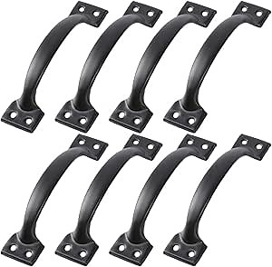 DOITOOL 8PCS Barn Door Handles Black Gate Handles for Wooden Fences Vintage Cabinet Handle for Kitchen Cupboard Furniture Drawer Cabinet Hardware 6 Inch