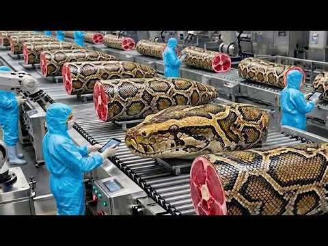 Inside the Modern Python Meat Factory – (Full Process) How High-Value Python Meat Is Produced