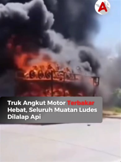 Truk Motor Terbakar Hebat di Babalan, Langkat