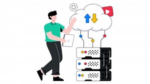 Cloud computing 2D Flat Animation.