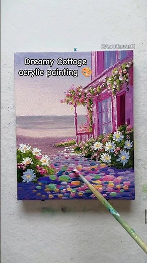 Easy Acrylic Cottage Painting Tutorial | Relaxing Landscape Art for Beginners 🎨