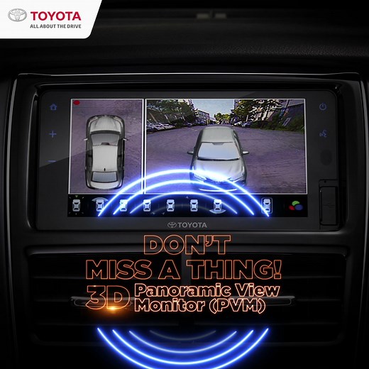 Get extra help with noticing your surroundings! The 3D Panoramic View Monitor (PVM) helps you to see any obstacle that may be around you. See what you don’t with the New Vios: tyt.my/newvios #DriveVios #AsNeverBefore #Drive❗ #AllAboutTheDrive #ToyotaMY | Toyota Malaysia